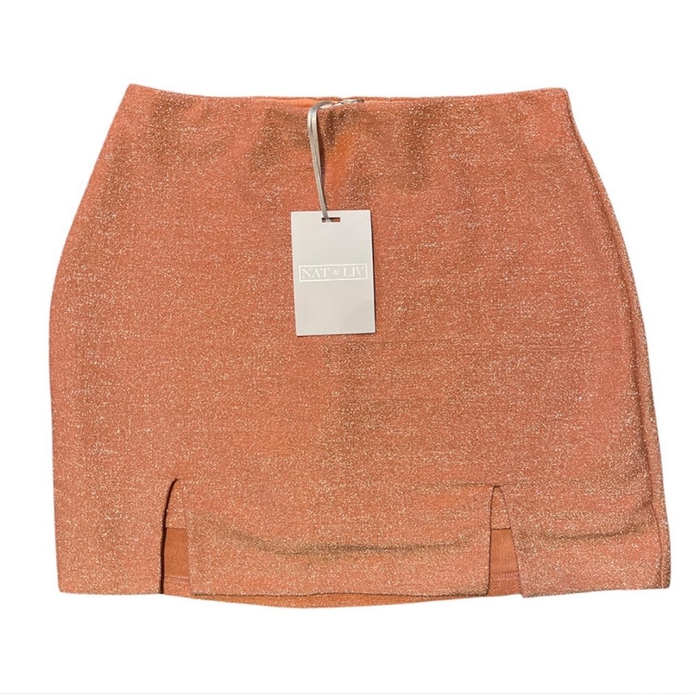 Nat & Liv Shimmer sparkle leg slits Mini Skirt /skort